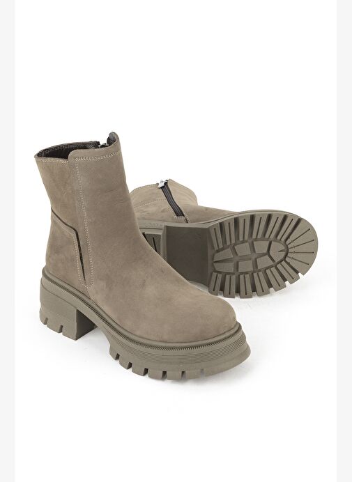 Ziya, Kadın Hakiki Deri Bot 153359Z6152 Vizon - Görsel 5