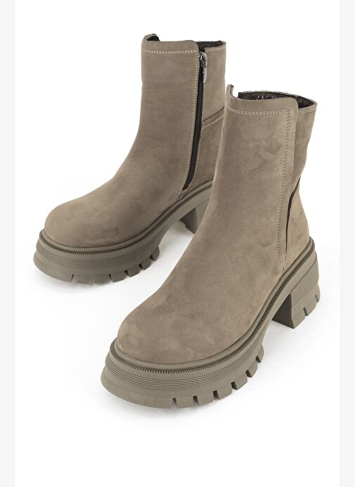 Ziya, Kadın Hakiki Deri Bot 153359Z6152 Vizon - Görsel 6