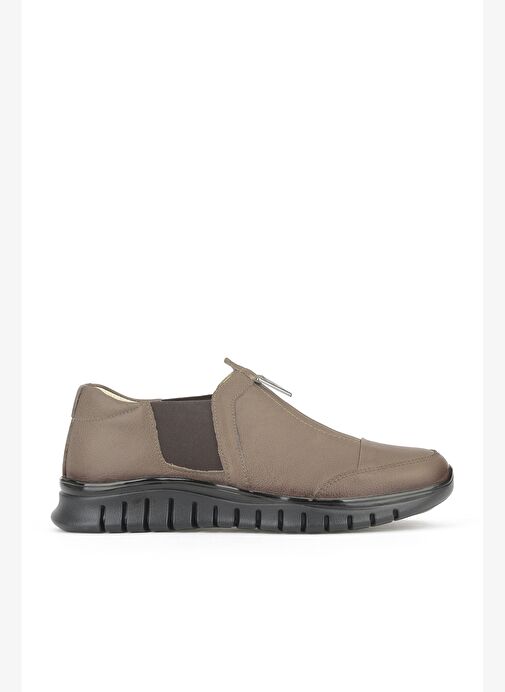 Ziya, Kadın Hakiki Deri Konfor Ayakkabı 15355Z2888 Koyu Vizon - Görsel 2