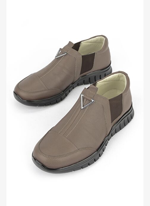 Ziya, Kadın Hakiki Deri Konfor Ayakkabı 15355Z2888 Koyu Vizon - Görsel 6