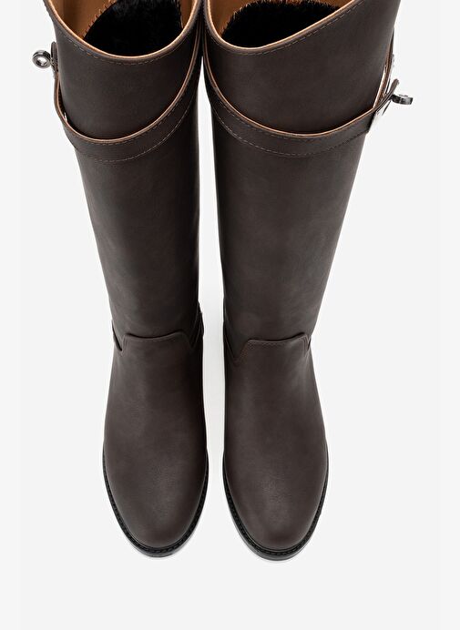 YOKO Kahverengi Nubuk Kemerli Kadın Binici Çizme - Görsel 3