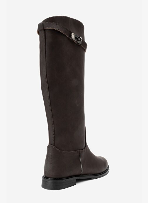 YOKO Kahverengi Nubuk Kemerli Kadın Binici Çizme - Görsel 6