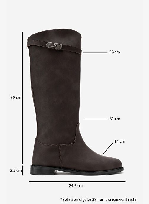 YOKO Kahverengi Nubuk Kemerli Kadın Binici Çizme - Görsel 7