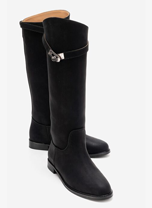 Luvi Shoes Luvi Shoes YOKO Siyah Nubuk Kemerli Kadın Binici Çizme Bot | Boyner Siyah Nubuk - 2. görsel