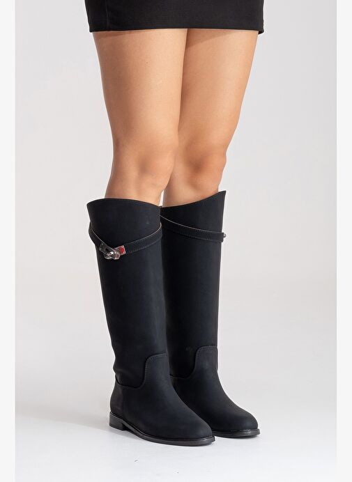 Luvi Shoes Luvi Shoes YOKO Siyah Nubuk Kemerli Kadın Binici Çizme Bot | Boyner Siyah Nubuk - 3. görsel