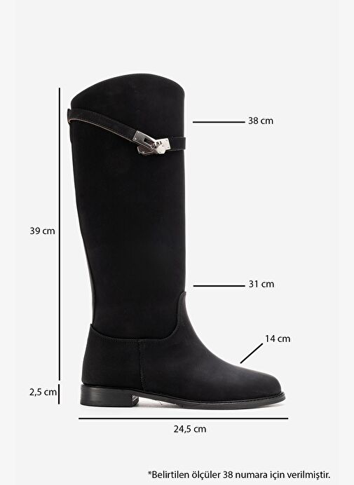 Luvi Shoes Luvi Shoes YOKO Siyah Nubuk Kemerli Kadın Binici Çizme Bot | Boyner Siyah Nubuk - 4. görsel