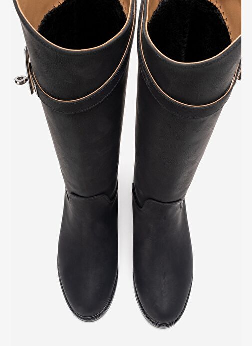 Luvi Shoes Luvi Shoes YOKO Siyah Nubuk Kemerli Kadın Binici Çizme Bot | Boyner Siyah Nubuk - 5. görsel