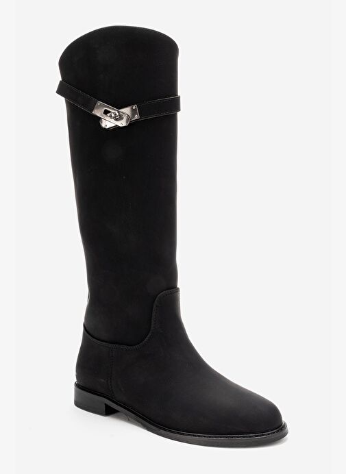 Luvi Shoes Luvi Shoes YOKO Siyah Nubuk Kemerli Kadın Binici Çizme Bot | Boyner Siyah Nubuk - 6. görsel