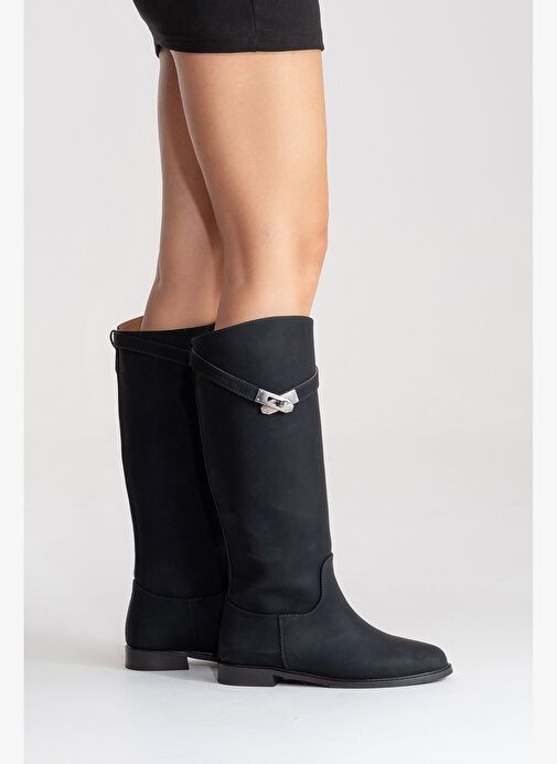 Luvi Shoes Luvi Shoes YOKO Siyah Nubuk Kemerli Kadın Binici Çizme Bot | Boyner Siyah Nubuk - 7. görsel