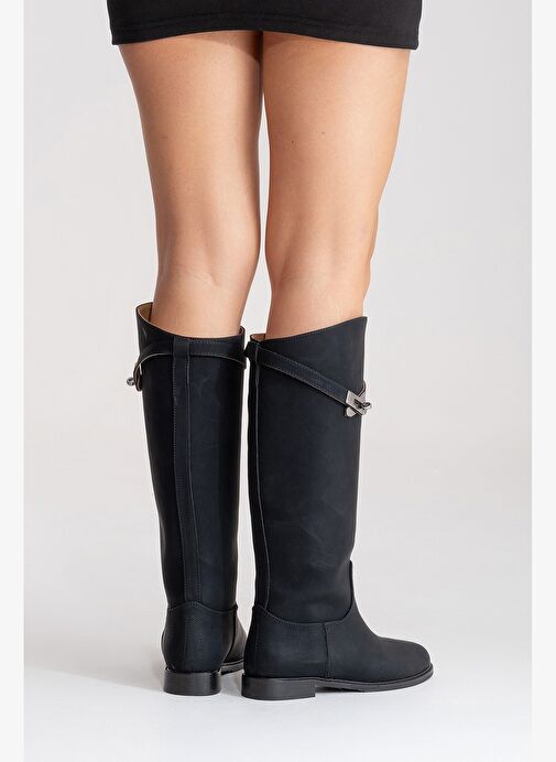 Luvi Shoes Luvi Shoes YOKO Siyah Nubuk Kemerli Kadın Binici Çizme Bot | Boyner Siyah Nubuk - 8. görsel