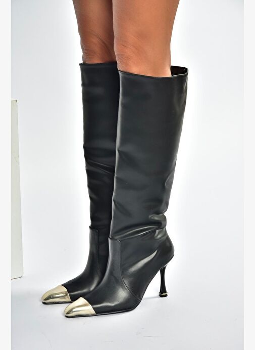 V752574109 Siyah İnce Topuklu Kadın Çizme - Görsel 5