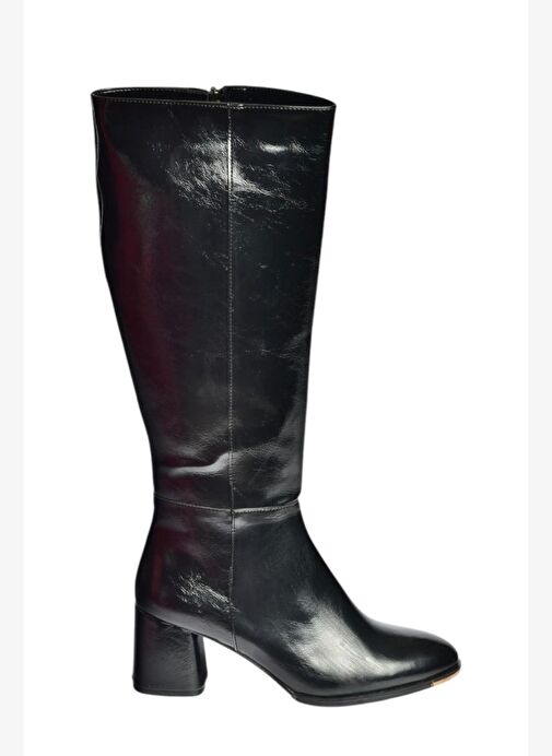 J848300160 Siyah Rustik Kalın Topuklu Kadın Çizme - Görsel 5