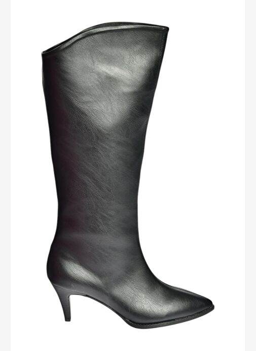 V404021109 Siyah Alçak Topuklu Kadın Çizme - Görsel 5