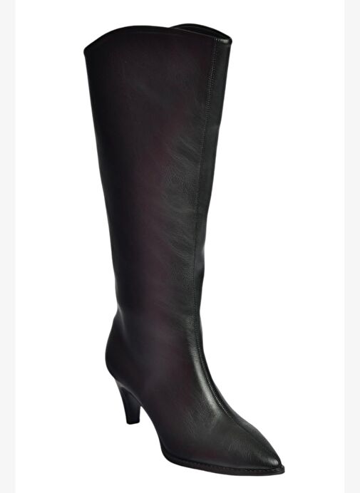 V404021109 Siyah Alçak Topuklu Kadın Çizme - Görsel 6