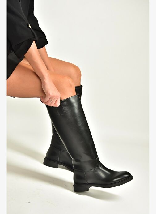 V973540209 Siyah Alçak Topuklu Klasik Binici Çizme - Görsel 2