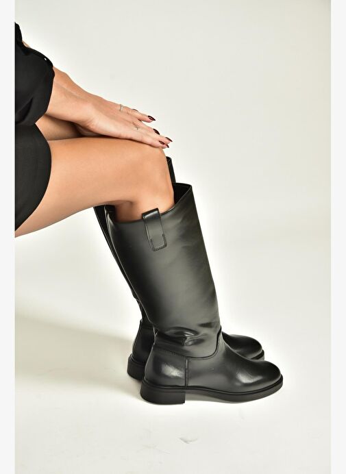 V973540209 Siyah Alçak Topuklu Klasik Binici Çizme - Görsel 3