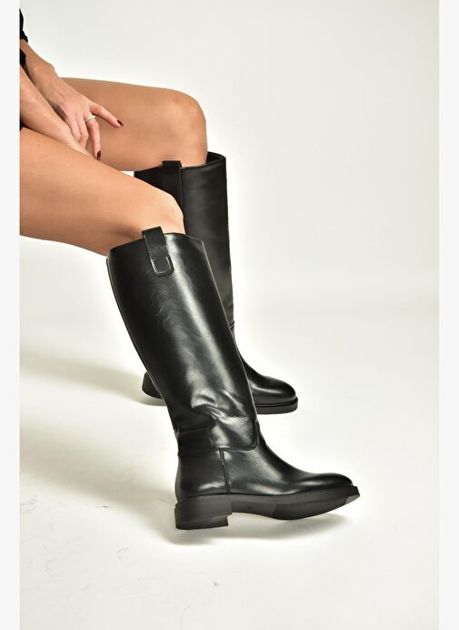 V973540209 Siyah Alçak Topuklu Klasik Binici Çizme - Görsel 4
