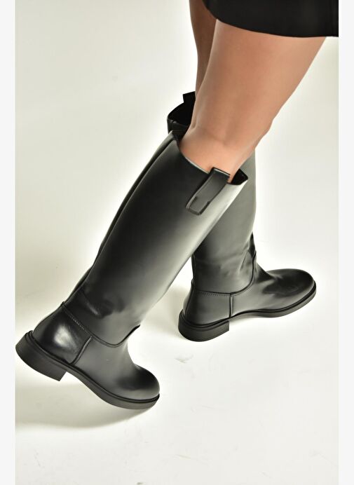 V973540209 Siyah Alçak Topuklu Klasik Binici Çizme - Görsel 5