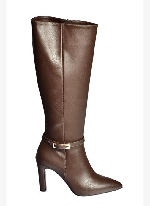 V404020709 Kahverengi Kalın Topuklu Kadın Çizme - Görsel 7