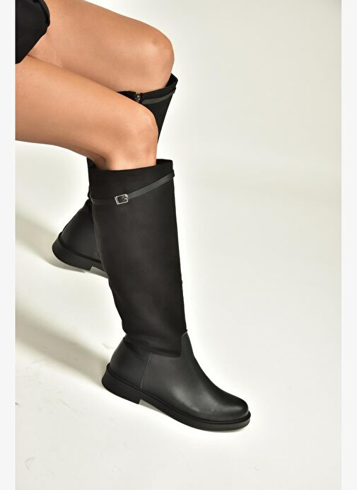 V726721502 Siyah Süet Günlük Kadın Çizme - Görsel 7