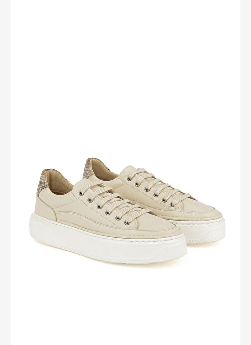 Ziya, Kadın Hakiki Deri Sneaker 1511035Z6200 Krem - Görsel 3