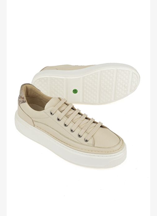 Ziya, Kadın Hakiki Deri Sneaker 1511035Z6200 Krem - Görsel 5
