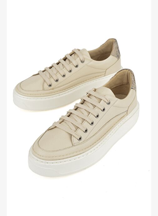 Ziya, Kadın Hakiki Deri Sneaker 1511035Z6200 Krem - Görsel 6