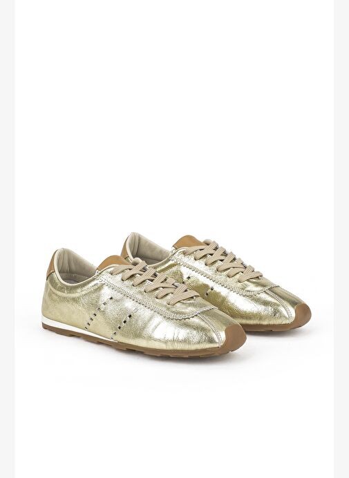 Ziya, Kadın Hakiki Deri Sneaker 1511035Z6300 Gold - Görsel 3