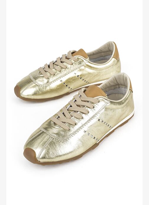 Ziya, Kadın Hakiki Deri Sneaker 1511035Z6300 Gold - Görsel 6