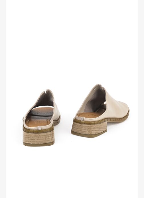 Ziya, Kadın Hakiki Deri Topuklu Terlik 1511047Z022 Vizon - Görsel 4