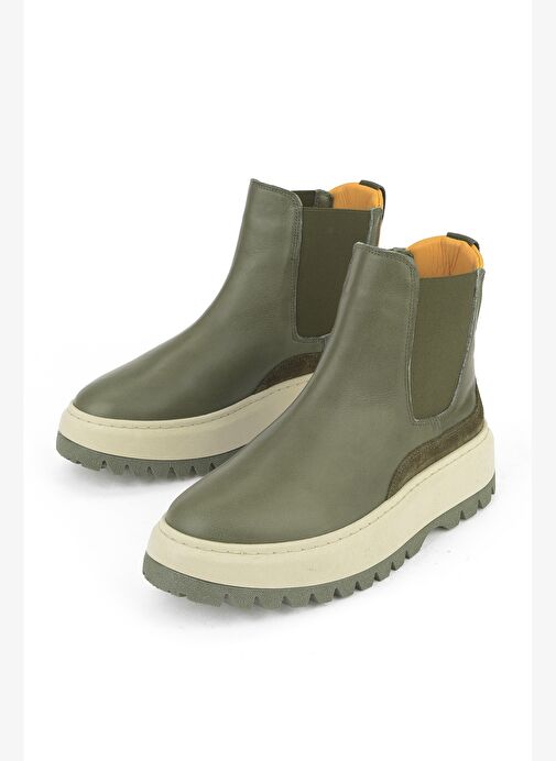 Ziya, Kadın Hakiki Deri Bot 1531020Z19402 Haki - Görsel 6