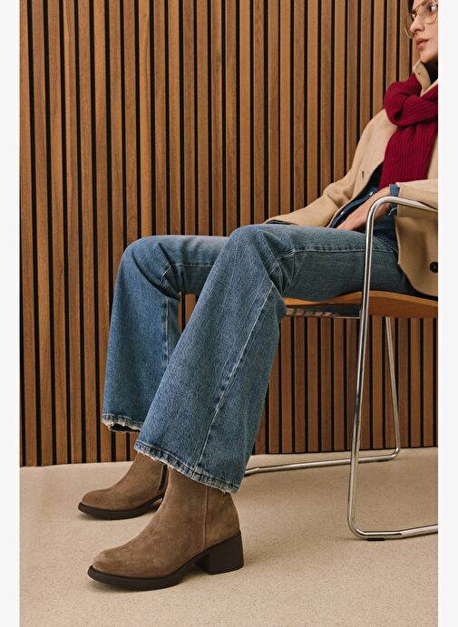 Ziya, Kadın Hakiki Deri Bot 153359Z6212 Vizon - Görsel 8