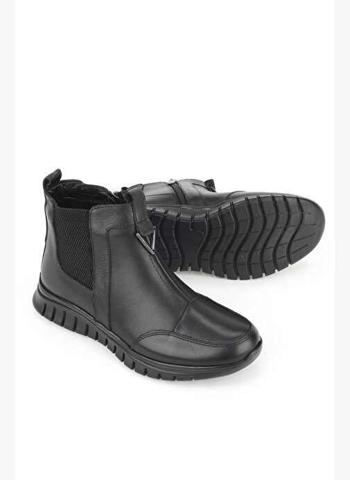 Ziya, Kadın Hakiki Deri Konfor Bot 15355Z1458 Siyah - Görsel 5