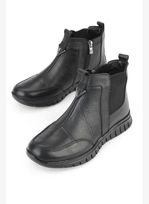 Ziya, Kadın Hakiki Deri Konfor Bot 15355Z1458 Siyah - Görsel 6