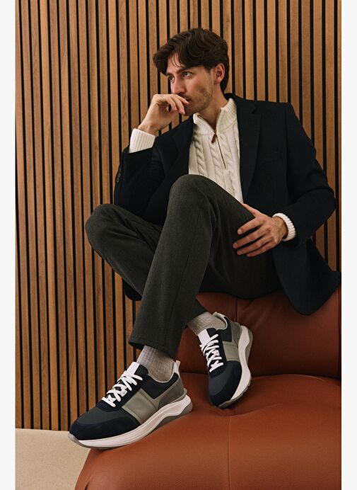 Ziya, Erkek Hakiki Deri Sneaker 153983Z1425 Lacivert - Görsel 7