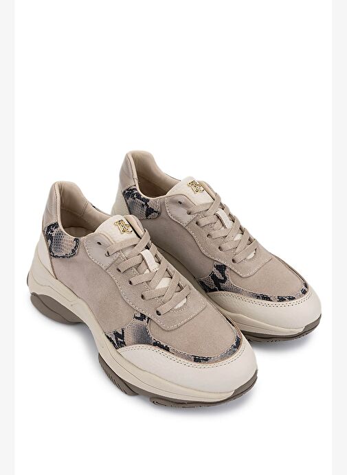 Tamer Tanca Kadın Hakiki Deri Bej Süet Sneakers & Spor Ayakkabı - Görsel 3