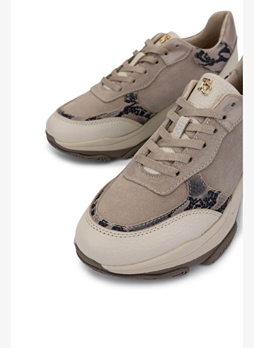 Tamer Tanca Kadın Hakiki Deri Bej Süet Sneakers & Spor Ayakkabı - Görsel 4
