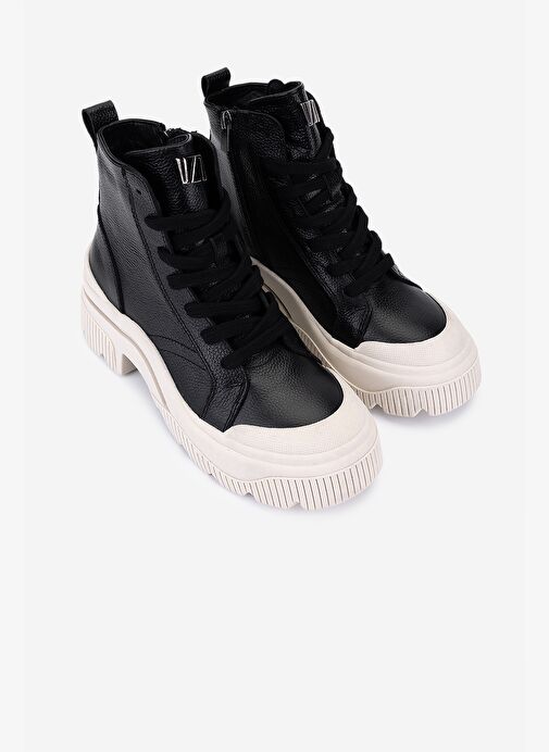 Valmenti Kadın Hakiki Deri Siyah Floter Casual Bot - Görsel 3