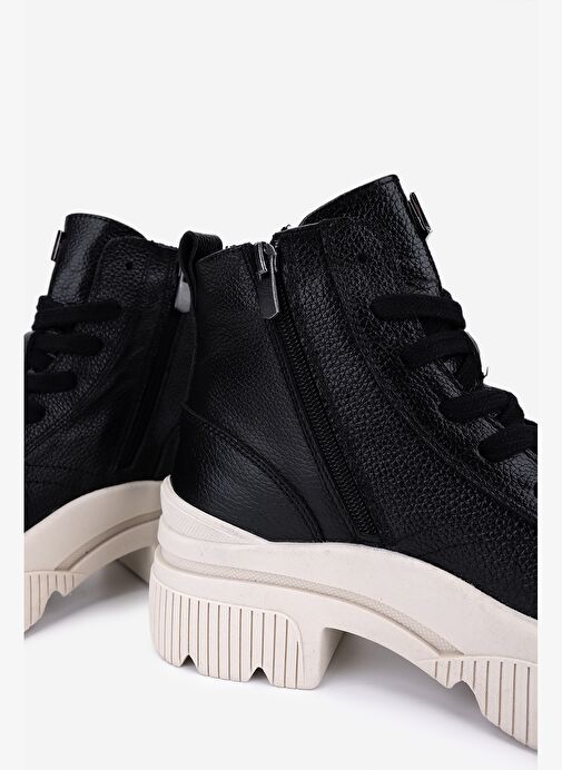 Valmenti Kadın Hakiki Deri Siyah Floter Casual Bot - Görsel 6