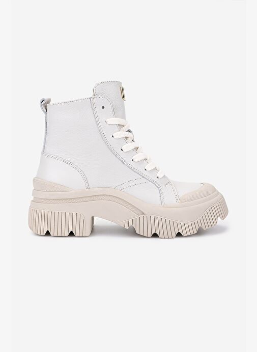 Valmenti Kadın Hakiki Deri Kırık Beyaz Casual Bot - Görsel 2