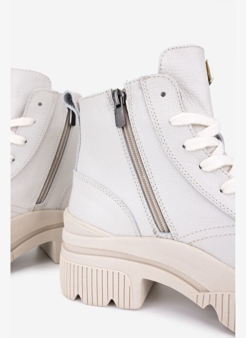 Valmenti Kadın Hakiki Deri Kırık Beyaz Casual Bot - Görsel 6