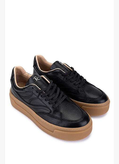 Tamer Tanca Kadın Hakiki Deri Siyah Floter Sneakers & Spor Ayakkabı - Görsel 3