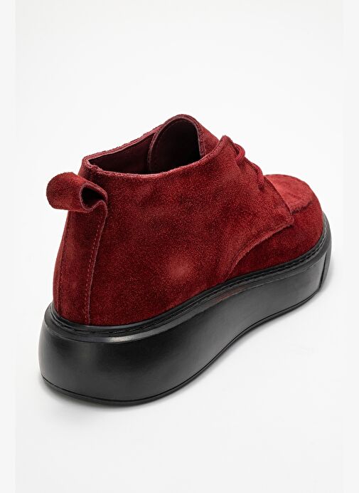 LILYA Bordo Süet Hakiki Deri Kadın Chukka Bot - Görsel 6