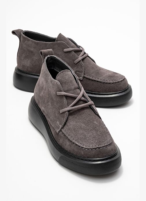 LILYA Füme Gri Süet Hakiki Deri Kadın Chukka Bot - Görsel 2