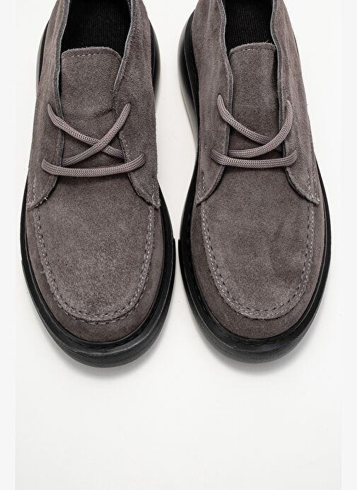 LILYA Füme Gri Süet Hakiki Deri Kadın Chukka Bot - Görsel 3