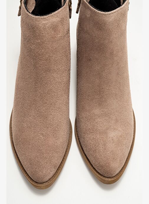 JAYER Vizon Süet Hakiki Deri Fermuarlı Kadın Topuklu Bot - Görsel 3