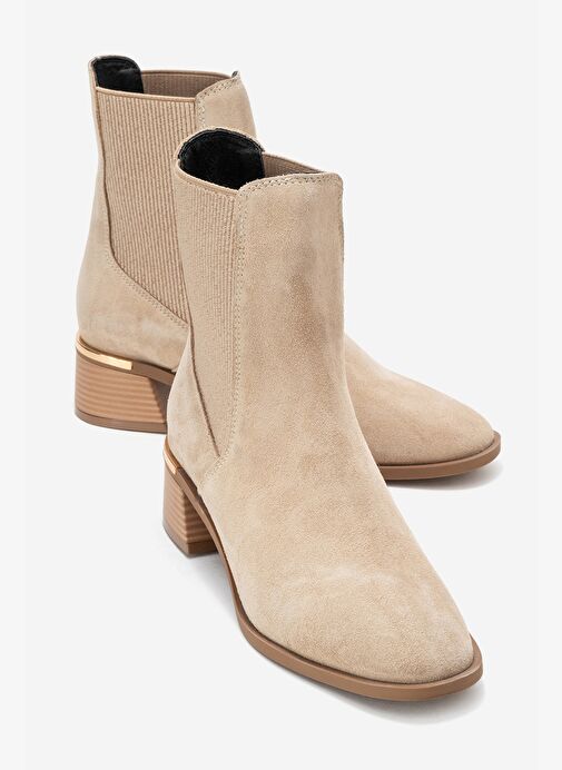 NEİVA Bej Süet Hakiki Deri Kadın Chelsea Bot - Görsel 2