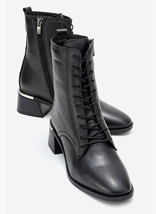 AVIA Siyah Cilt Hakiki Deri Kadın Kalın Topuklu Bot - Görsel 2