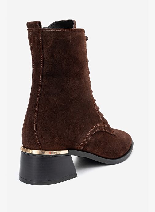 AVIA Kahverengi Süet Hakiki Deri Kadın Kalın Topuklu Bot - Görsel 6