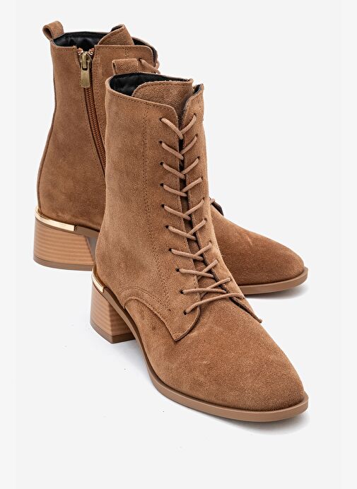 AVIA Toprak Süet Hakiki Deri Hakiki Deri Kadın Kalın Topuklu Bot - Görsel 2